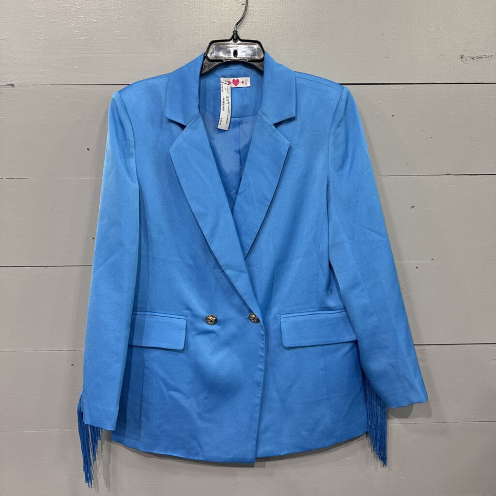 BUDDY LOVE, BLAZER JACKET W/FRINGE,BLUE ,S