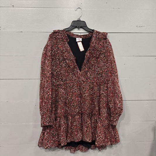 BUDDY LOVE,*FLORAL V NECK DRESS,BLACK,M