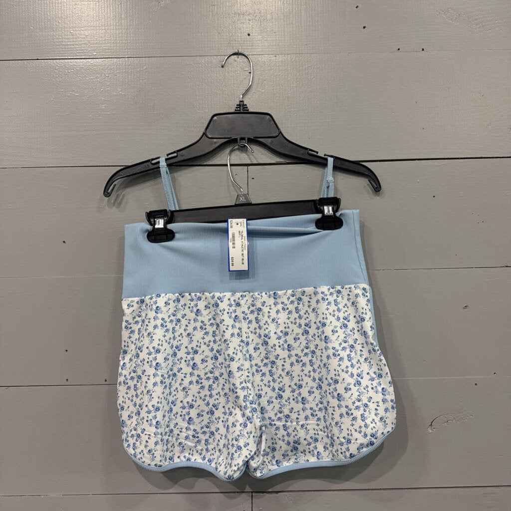 *FLORAL ATHLETIC SET,BLUE WHT,L