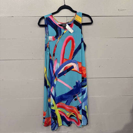 CIARA SUN WOO,*SOFT PATTERNED DRESS,BLUE ,L