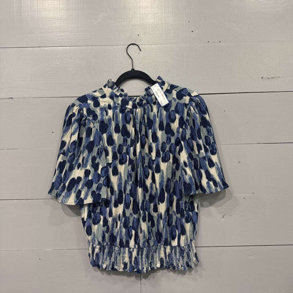 VOY,PATTERNED RIBBED TOP,BLUE ,L
