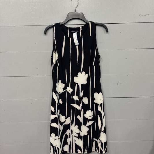 AMERICAN LIVING,*STRIPED FLORAL DRESS,BLACK WHT,8