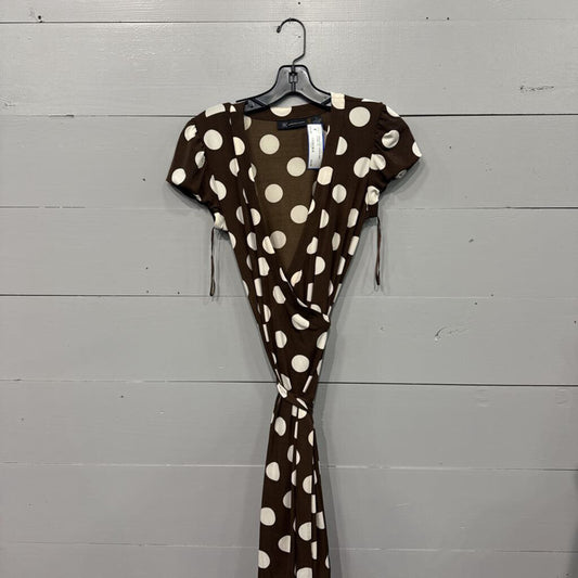 INC,POKA DOT DRESS,BRN IVORY ,S