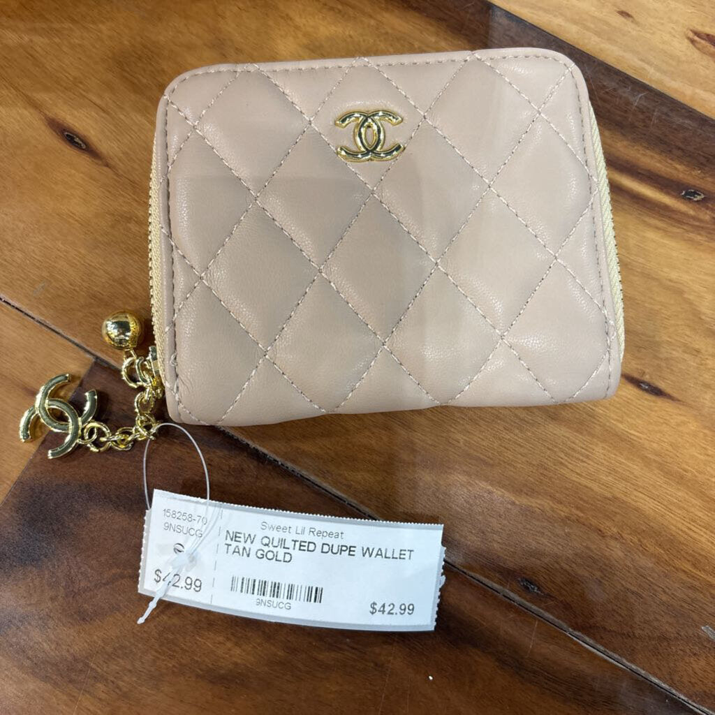 CHANEL (DUPE),NEW QUILTED DUPE WALLET ,TAN GOLD