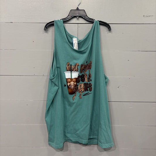 COMFORT COLORS,LV SELF CARE TANK TOP ,TEAL,3X