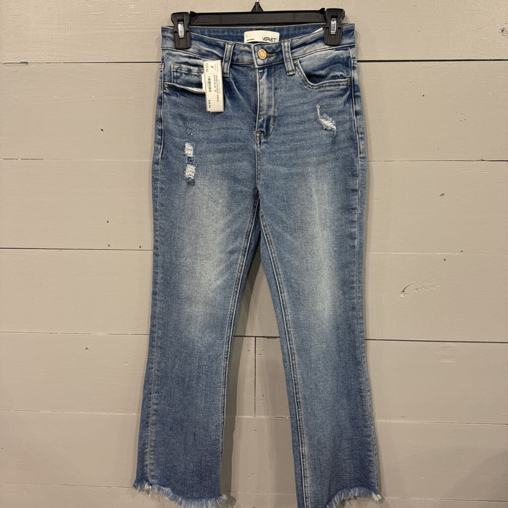 VERVET,*DENIM STRAIGHT ANKLE JEANS,BLUE ,26