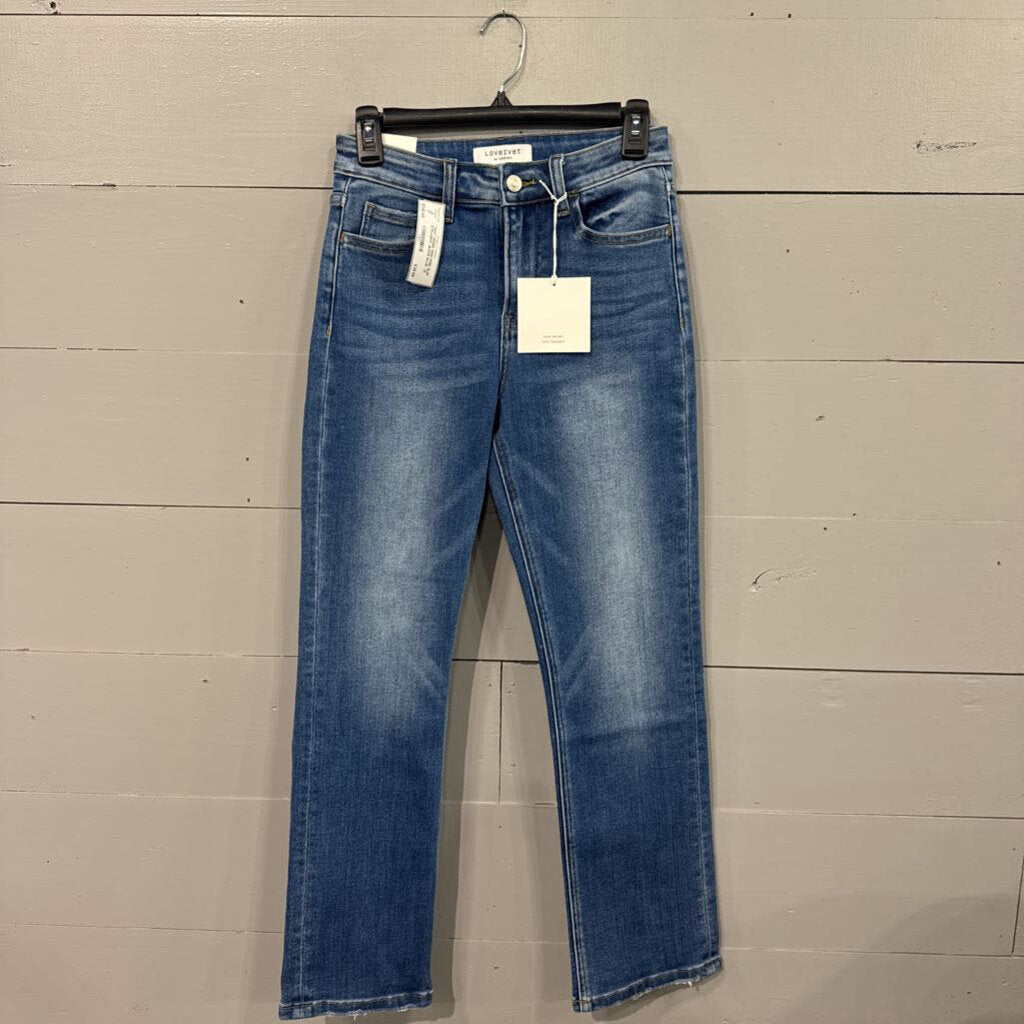 VERVET,*NWT DENIM HIGH RISE SLIM STRAIGHT JEANS,BLUE ,26