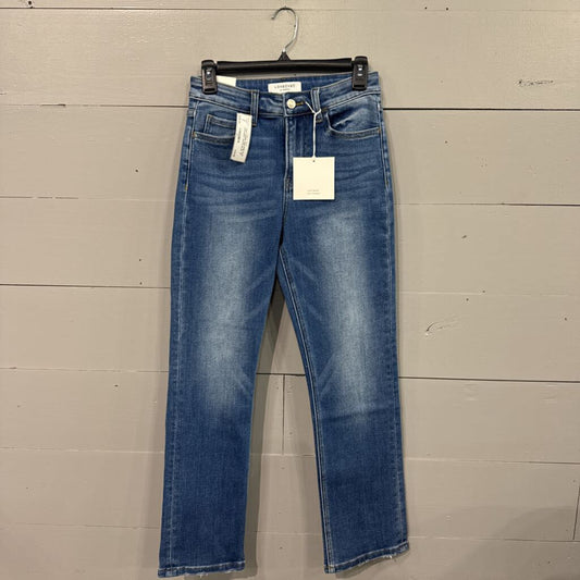 VERVET,*NWT DENIM HIGH RISE SLIM STRAIGHT JEANS,BLUE ,26