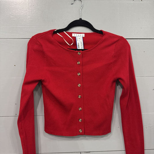HYFVE HYFVE HYFVE,RIBBED BUTTONUP TOP ,RED,L