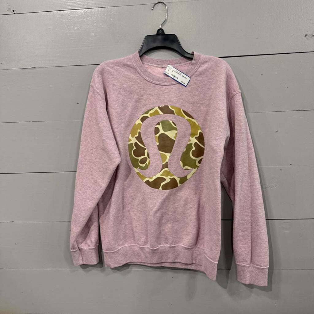 LULULEMON,LULU CREWNECK ,PINK GRN ,M