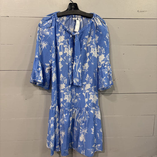 STOCKHOLM ATELIER,PATTERNED DRESS ,BLUE WHT ,XS