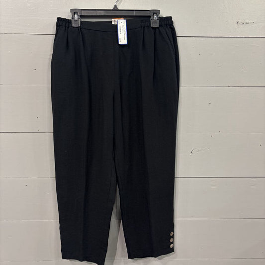 FRIDAZE,BUTTON TRIM ANKLE PANT WITH ,BLK ,XL