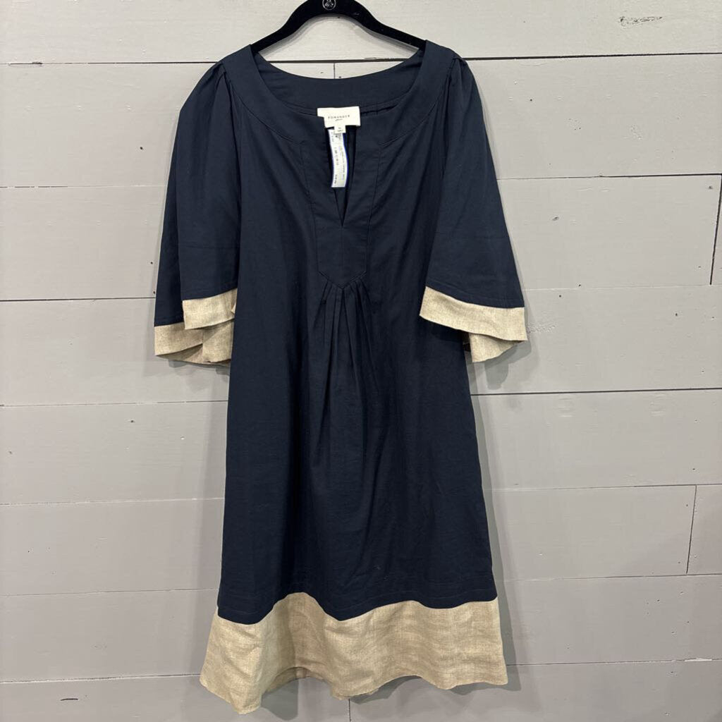 COLORBLOCK DRESS ,NVY TAN ,XL