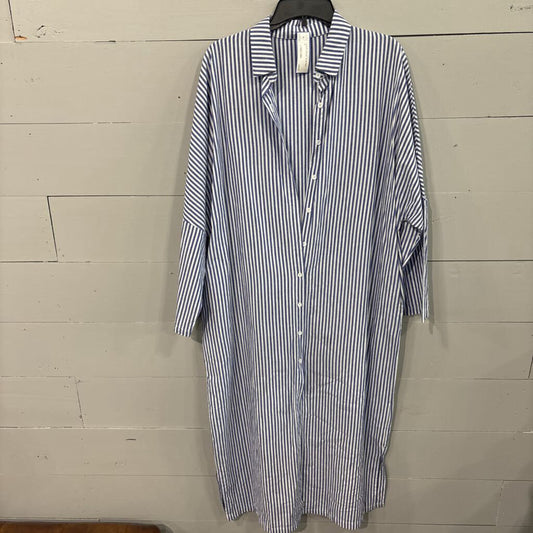 STRIPE DRESS ,BLUE WHT ,M