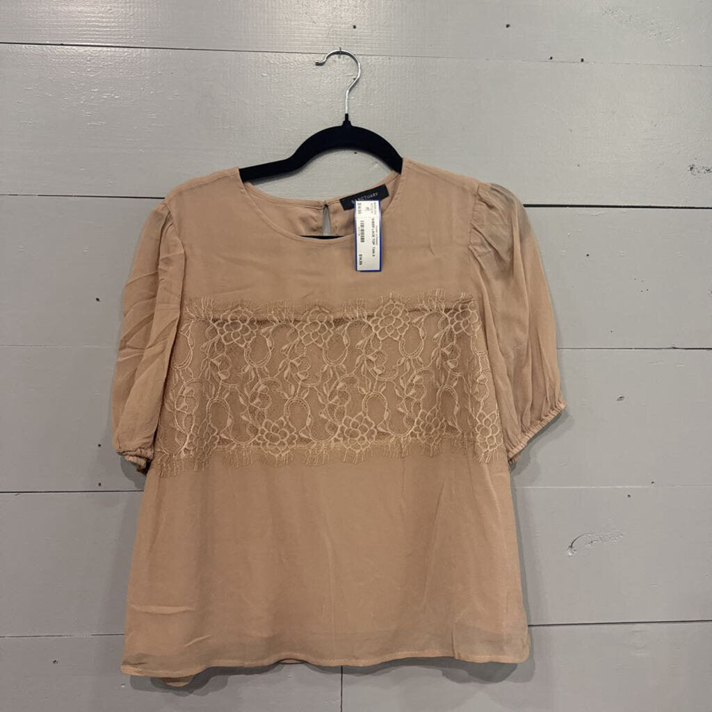 SANCTUARY,SHEER LACE TOP ,TAN,S
