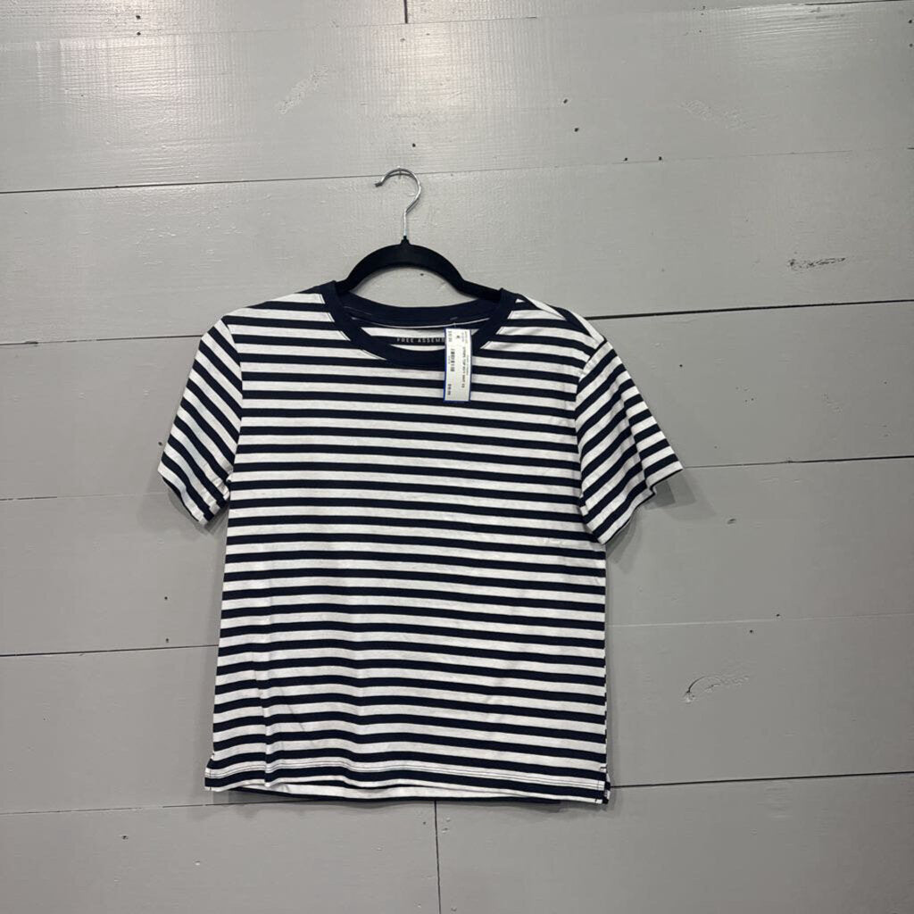 FREE ASSEMBLY,STRIPE TOP,NVY WHT,XS