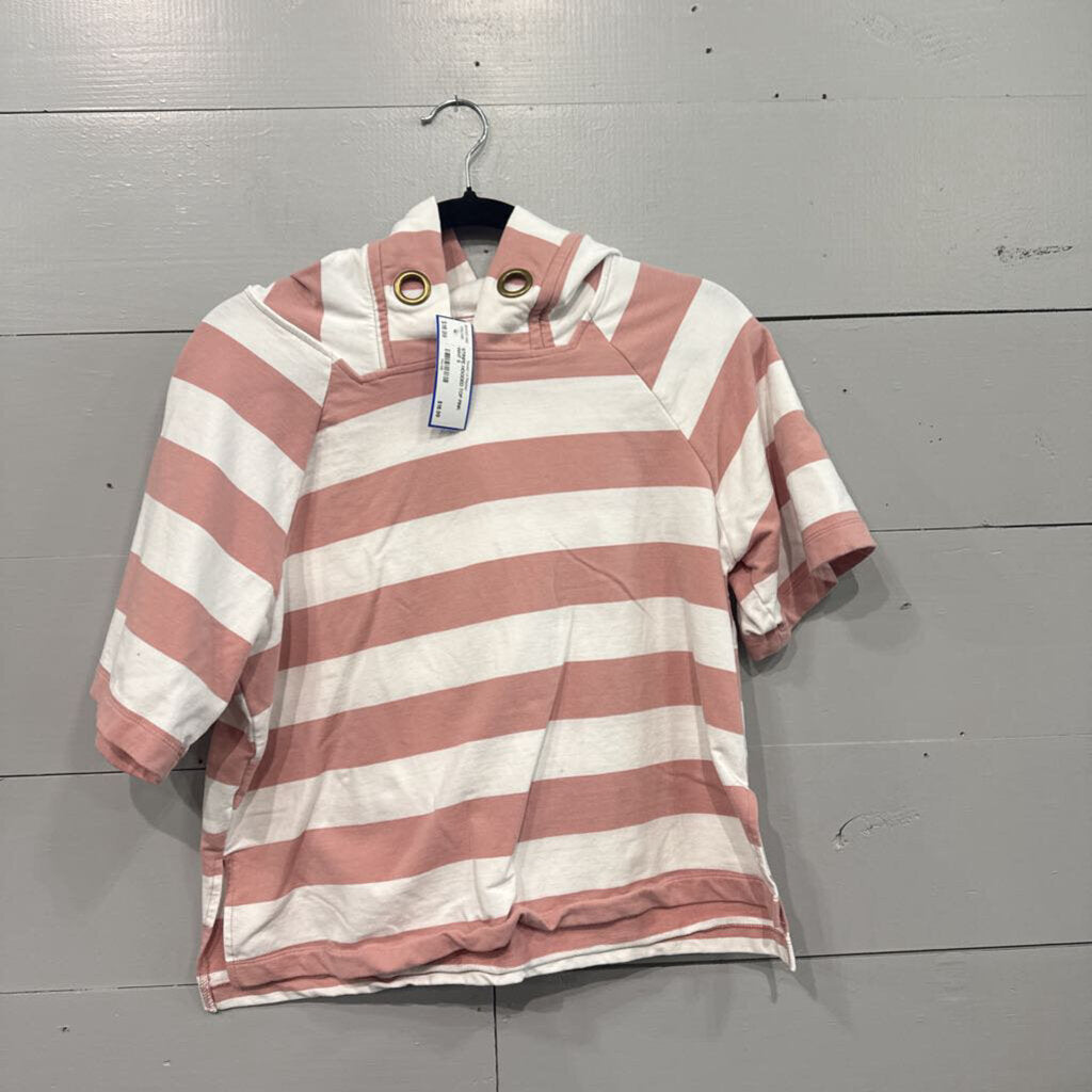 DOE & RAE,STRIPE HOODED TOP,PINK WHT,S