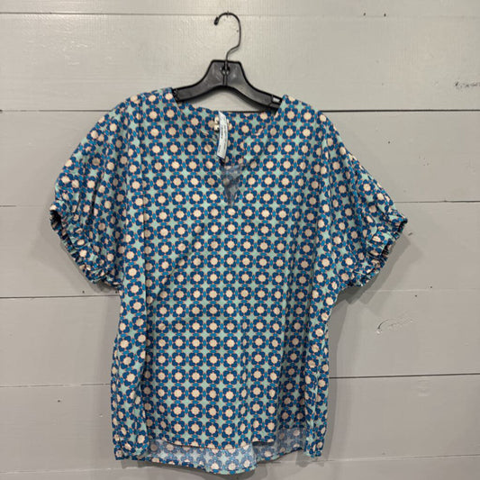 IVU JANE,PATTERNED TOP ,AQUA ORG ,M/L
