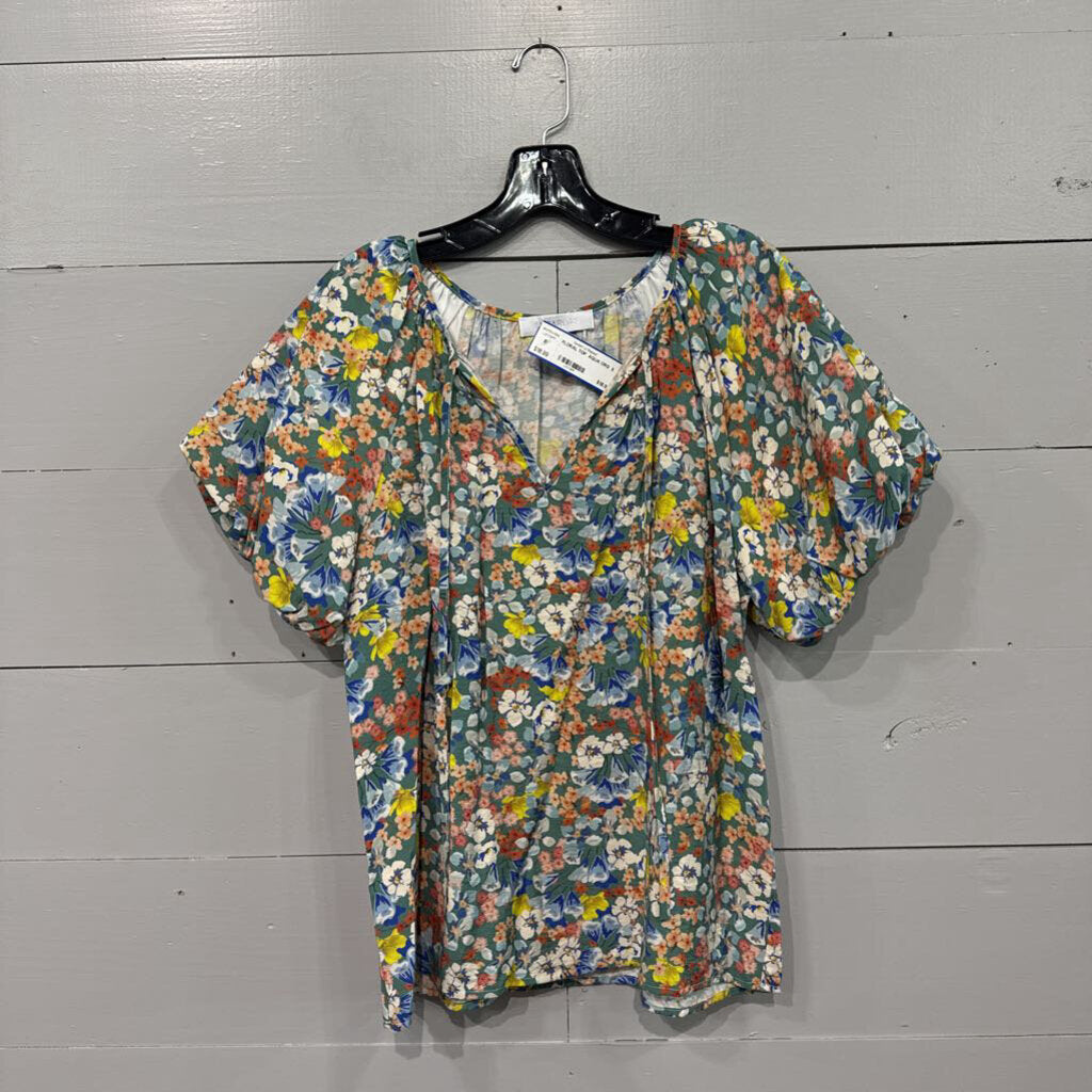 SUGAR LIPS,FLORAL TOP ,AQUA ORG ,S