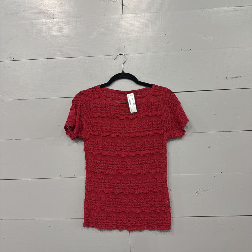 FREE PEOPLE,MESH TOP ,RED,M