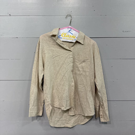 ZSUPPLY,LINEN BLEND TOP ,TAN,XS