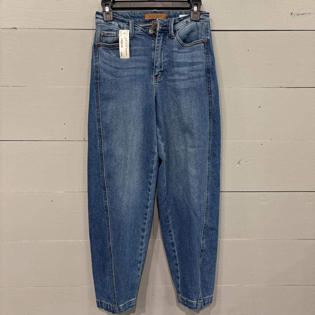JUDY BLUE,*DENIM BARREL JEANS,BLUE ,24