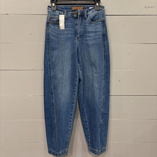 JUDY BLUE,*DENIM BARREL JEANS,BLUE ,24