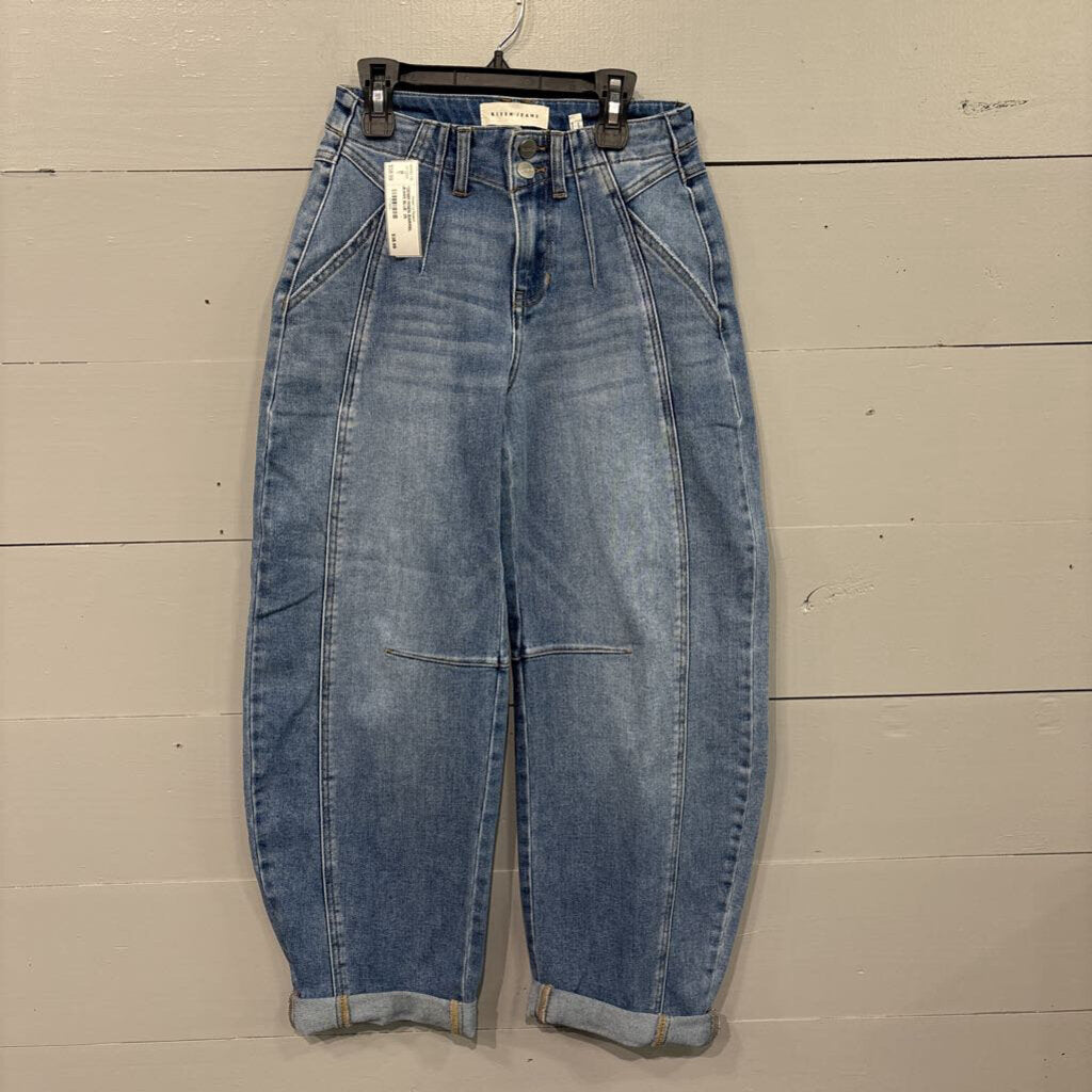 RISEN,*DENIM RISEN BARREL JEANS,BLUE ,25