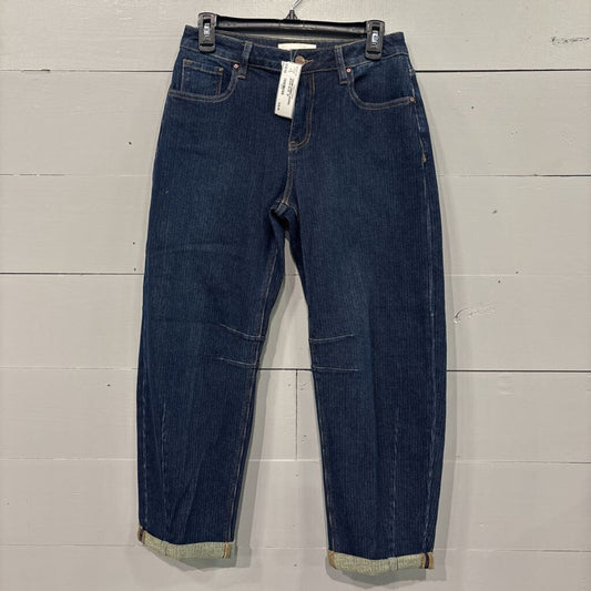RISEN,*DENIM RIBBED BARREL JEANS,BLUE ,25