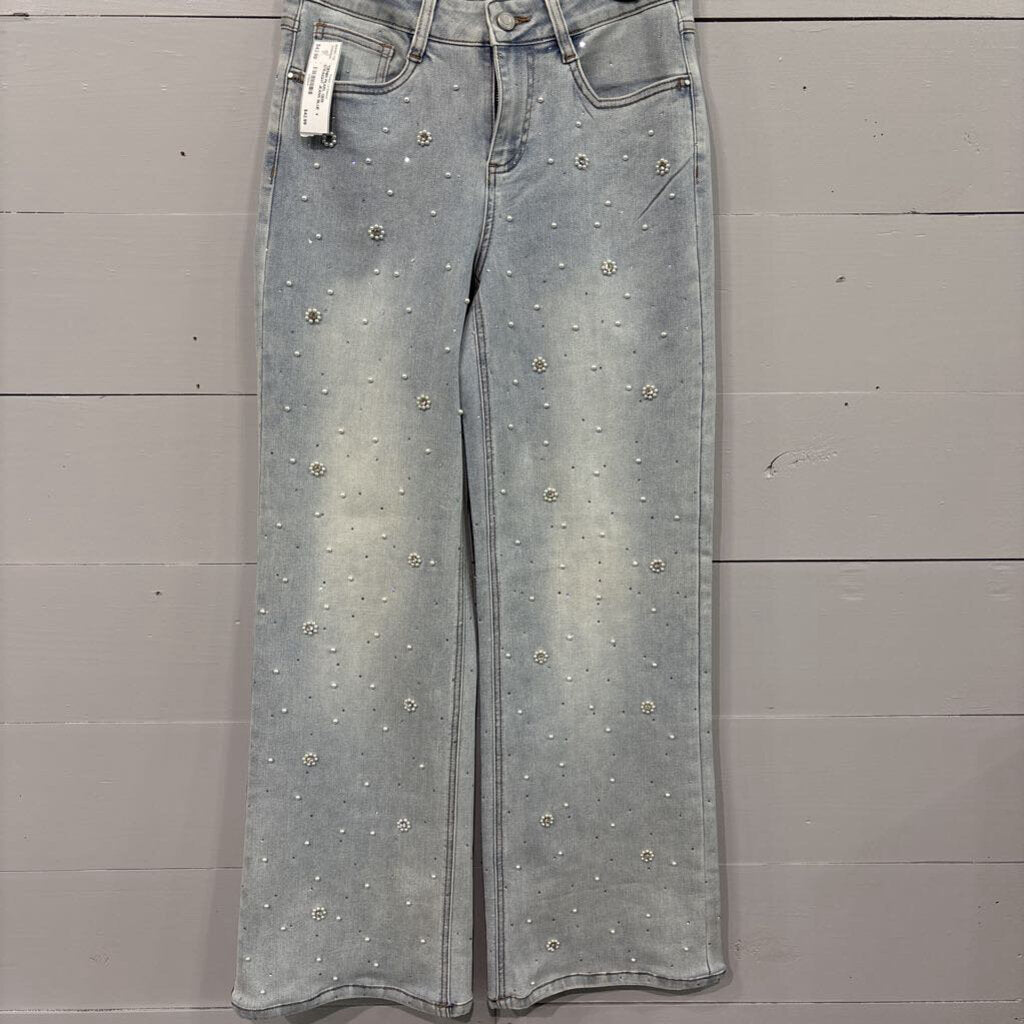 JOSEPH RIBKOFF,*DENIM PEARL GEM STRAIGHT JEANS,BLUE ,4