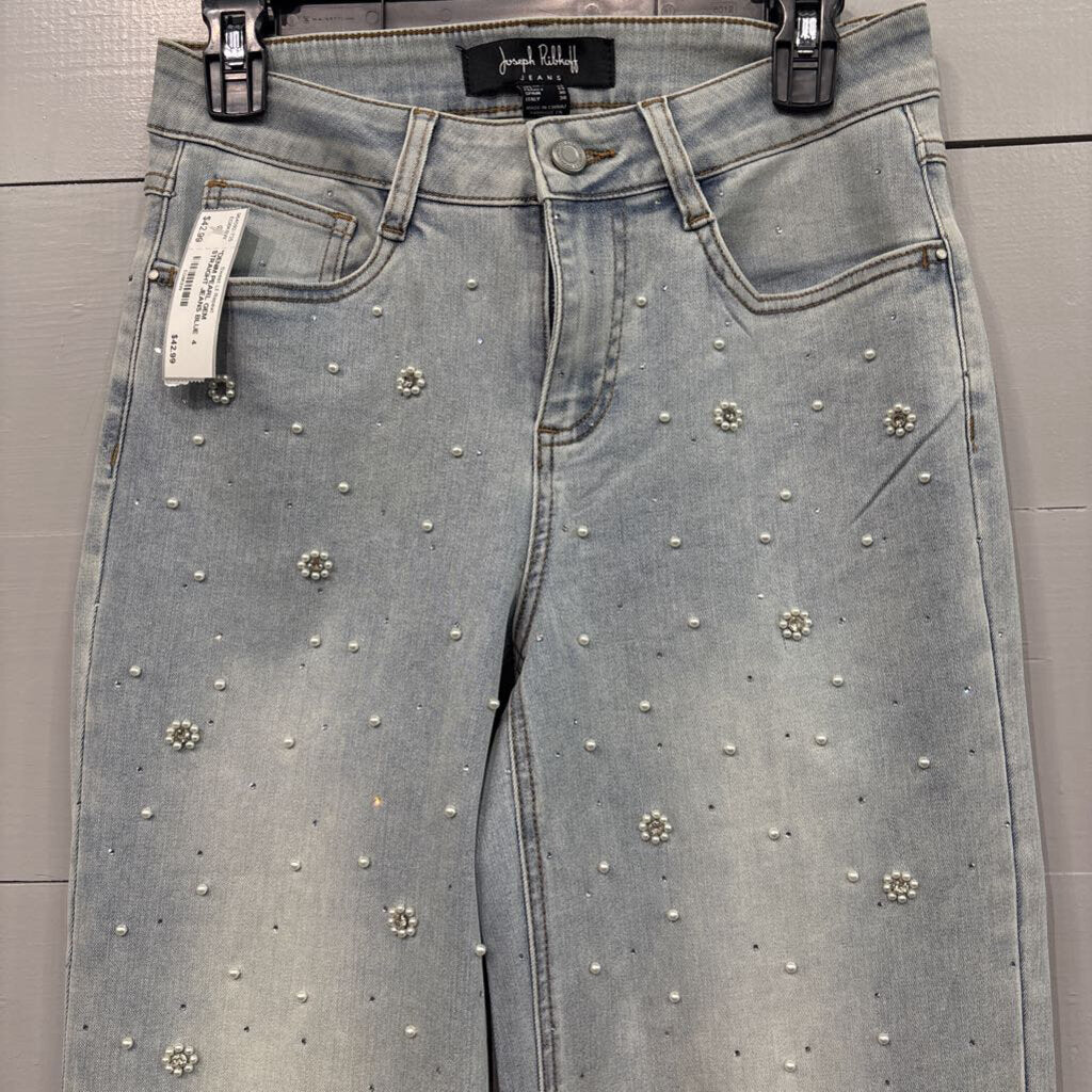 JOSEPH RIBKOFF,*DENIM PEARL GEM STRAIGHT JEANS,BLUE ,4