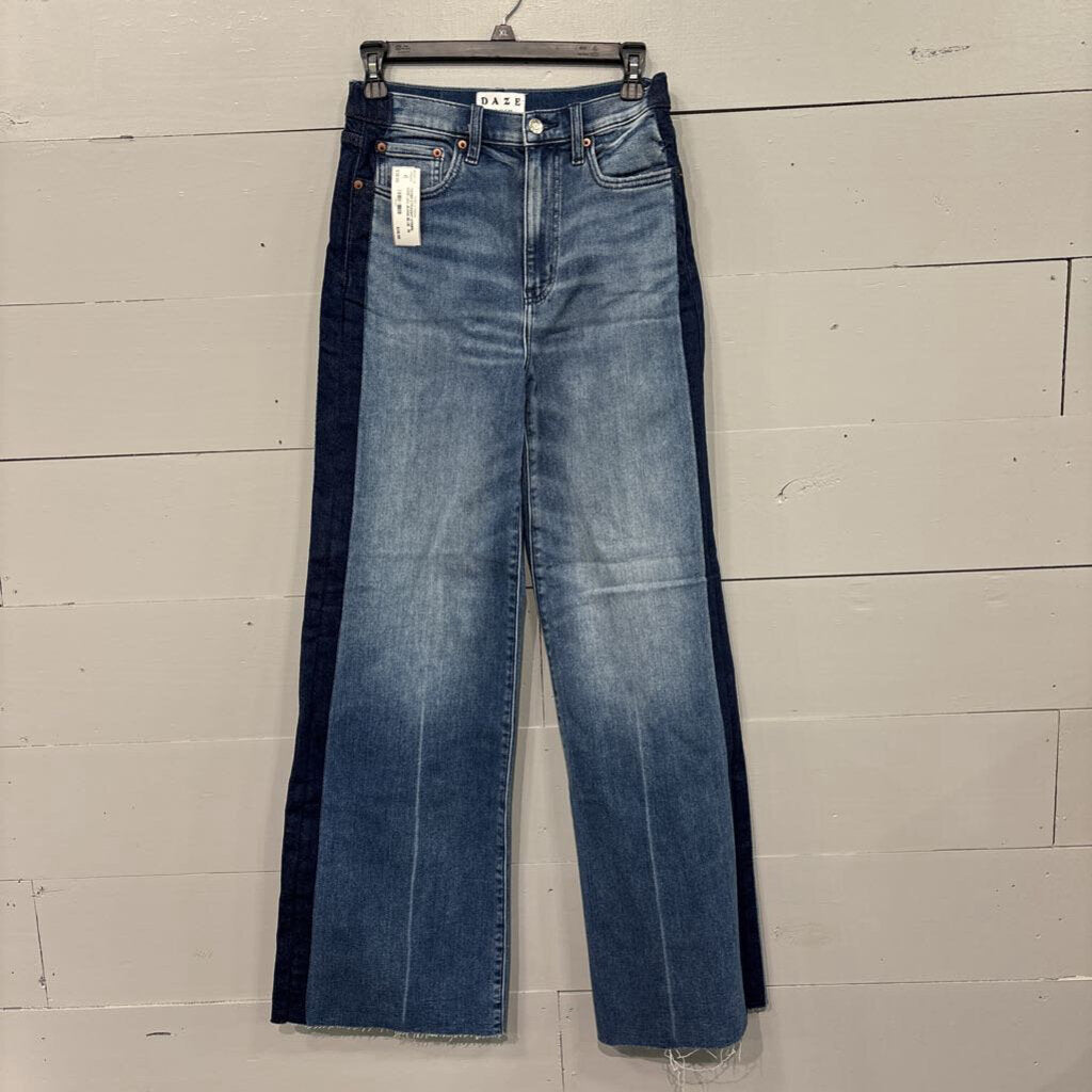 DAZE,*DENIM STRAIGHT STRIPE WIDE LEG JEANS,BLUE ,26