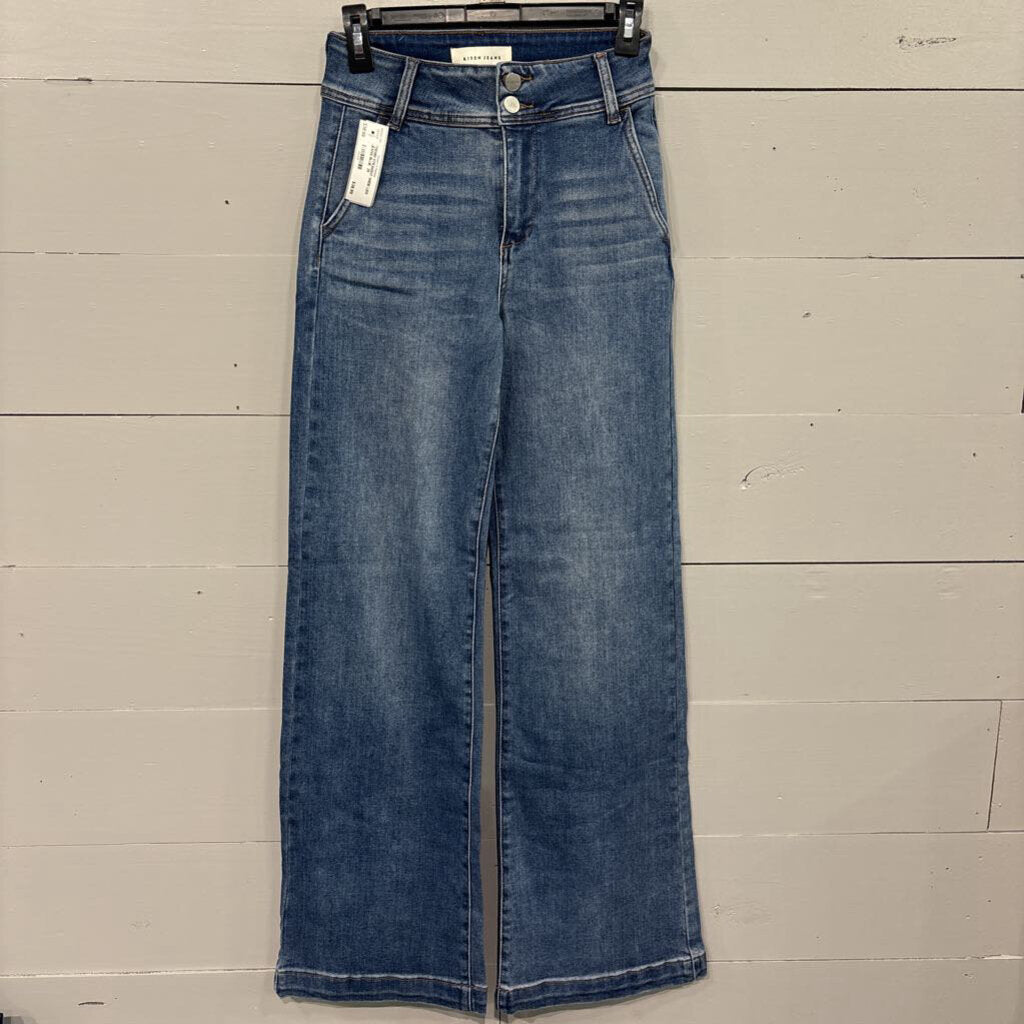 RISEN,*DENIM STRAIGHT WIDE LEG JEANS,BLUE ,25