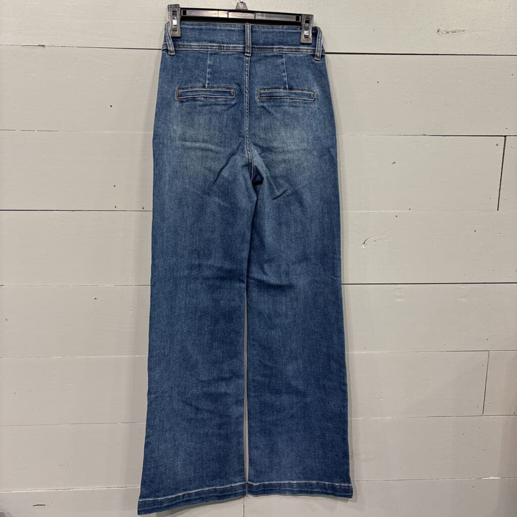 RISEN,*DENIM STRAIGHT WIDE LEG JEANS,BLUE ,25