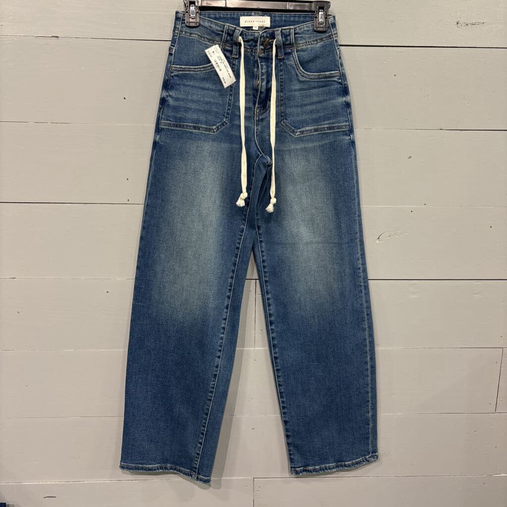 RISEN,*DENIM TIE WIDE LEG JEANS,BLUE ,25