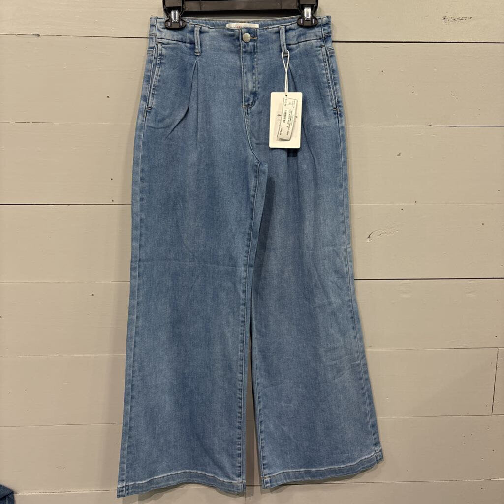 RISEN,*NWT DENIM STRAIGHT WIDE LEG JEANS,BLUE ,26