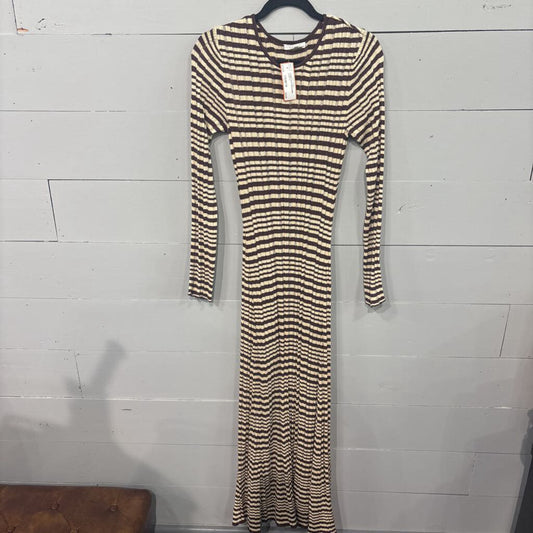 ZSUPPLY,STRIPE MAXI DRESS,BRN IVORY,S