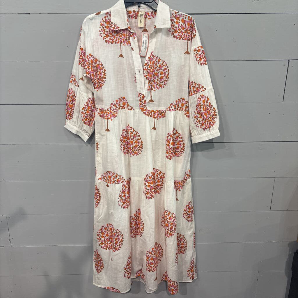 UNCLE FRANK,PATTERNED MAXI DRESS,ORG BRNIVORY,XS