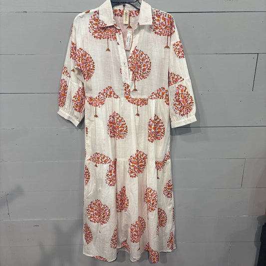 UNCLE FRANK,PATTERNED MAXI DRESS,ORG BRNIVORY,XS