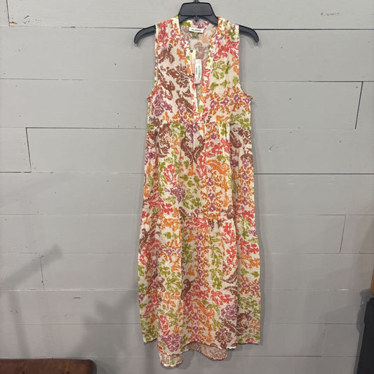 ANTHROPOLOGIE,NWT PATTERNED MAXI DRESS,ORG BRNIVORY,XS