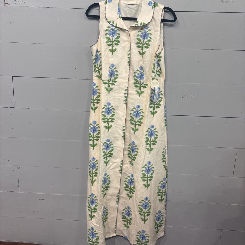 SPARTINA,FLORAL DRESS RETAIL $268,GRN BLUE WHT,S
