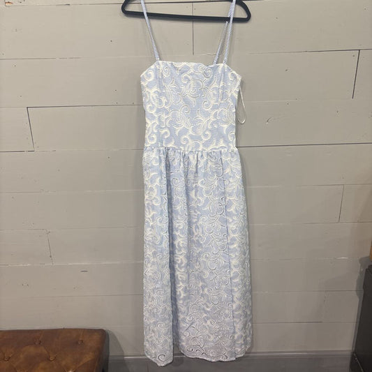 JUST ME,EYELET DRESS,BLUE WHT ,M