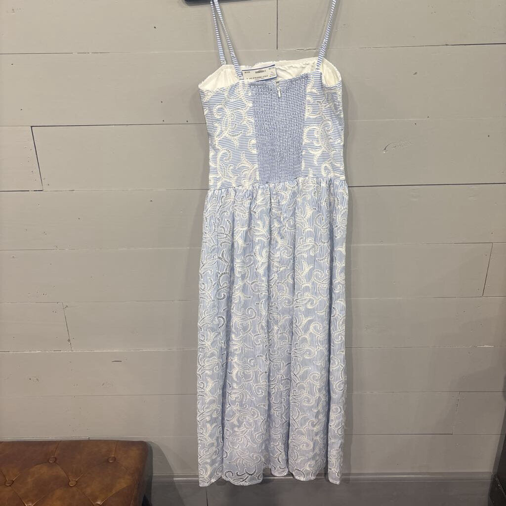JUST ME,EYELET DRESS,BLUE WHT ,M