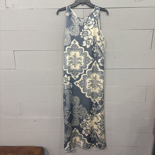 VINCE CAMUTO, FLORAL DRESS,BLUE WHT ,S