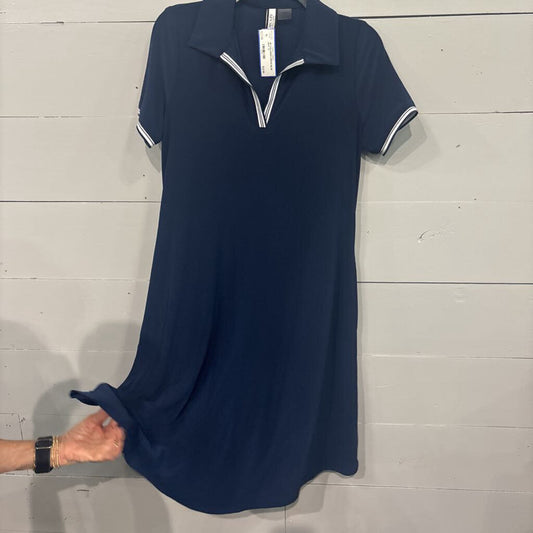 JOSEPH RIBKOFF,JR COLLARED DRESS,BLUE WHT ,S