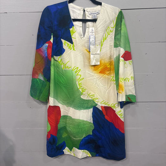 JOSEPH RIBKOFF,NWT PATTERNED DRESS RETAIL $250,MULTI ,S