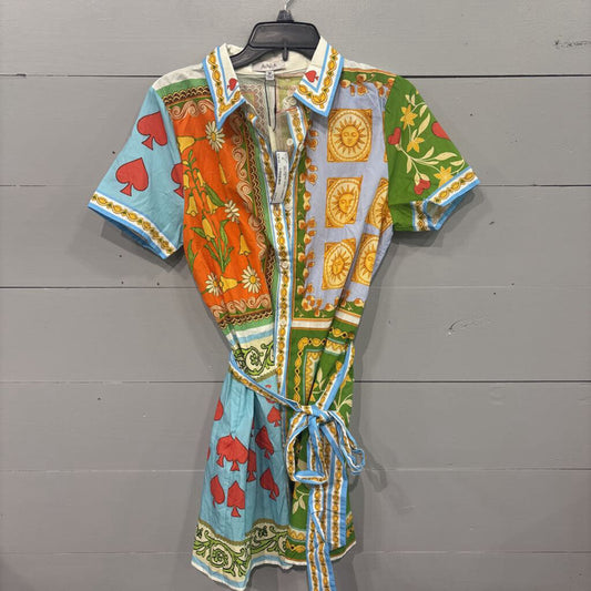 AVARA,PATTERNED SHORT ROMPER,MULTI,M
