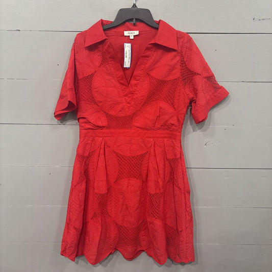 AVARA,NEW EYELET DRESS,RED,L