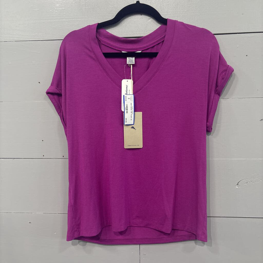 TOMMY BAHAMA,NWT BASIC TOP ,PLUM ,XS