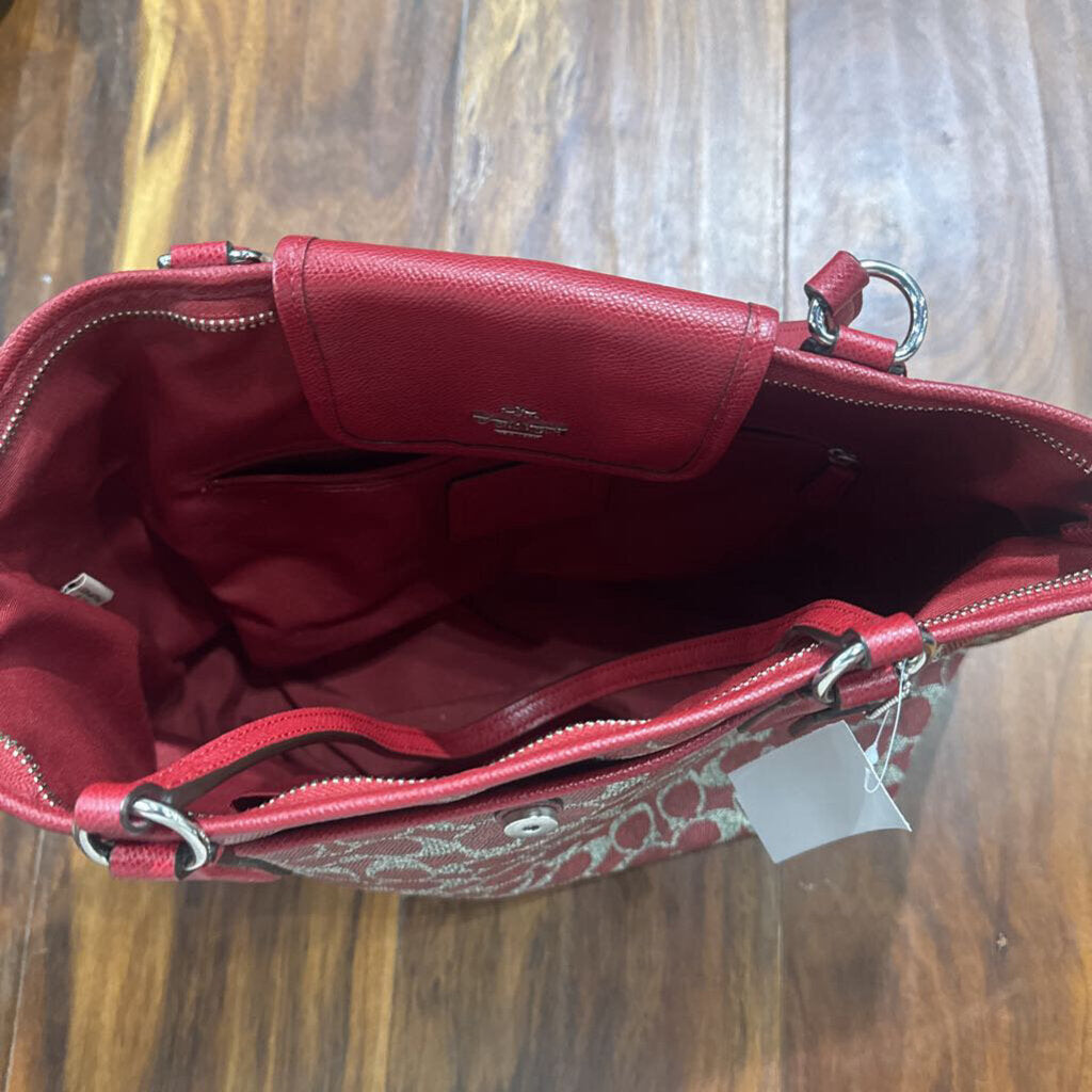 COACH,OVER SHOULDER HANDBAG,RED